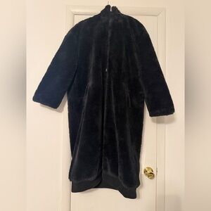 UGG Black and Blue Faux Fur Coat
